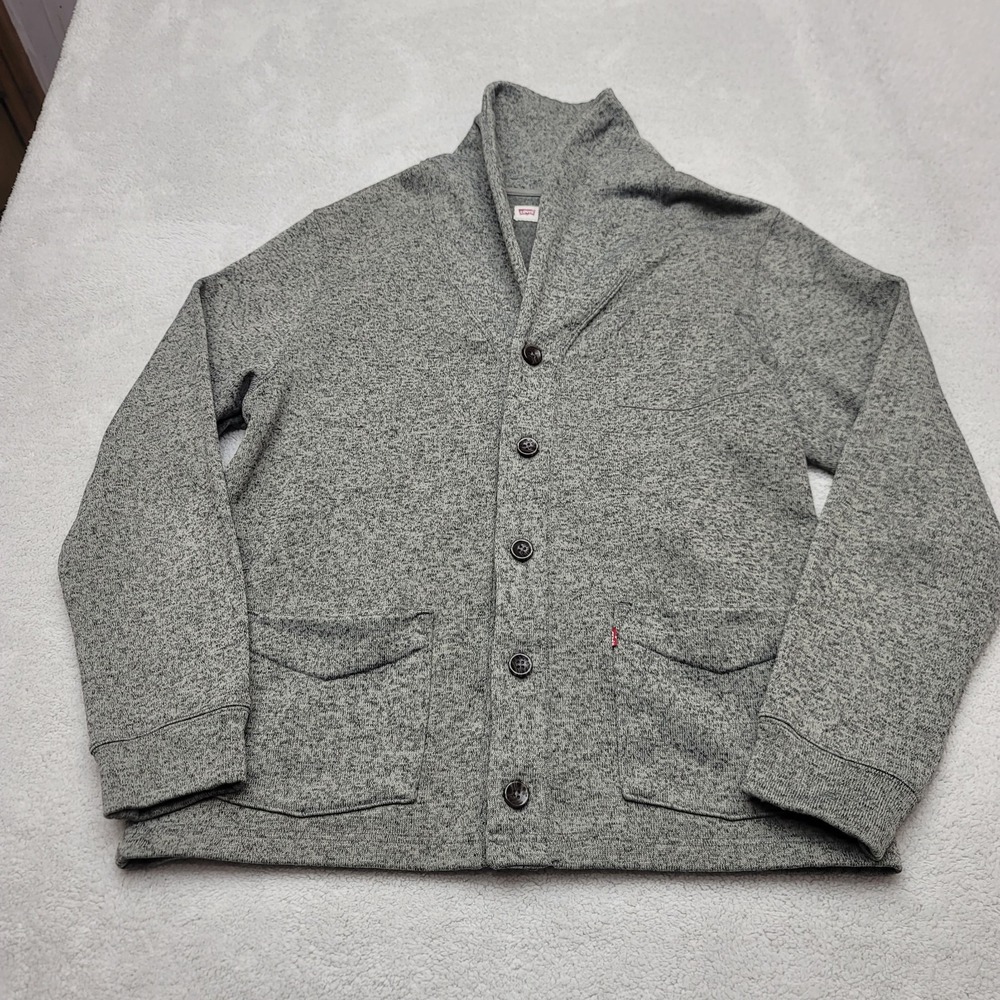 Levi's Rand Shawl-Collar Button-Front Placket Cardigan Mens XL Gray Heather
